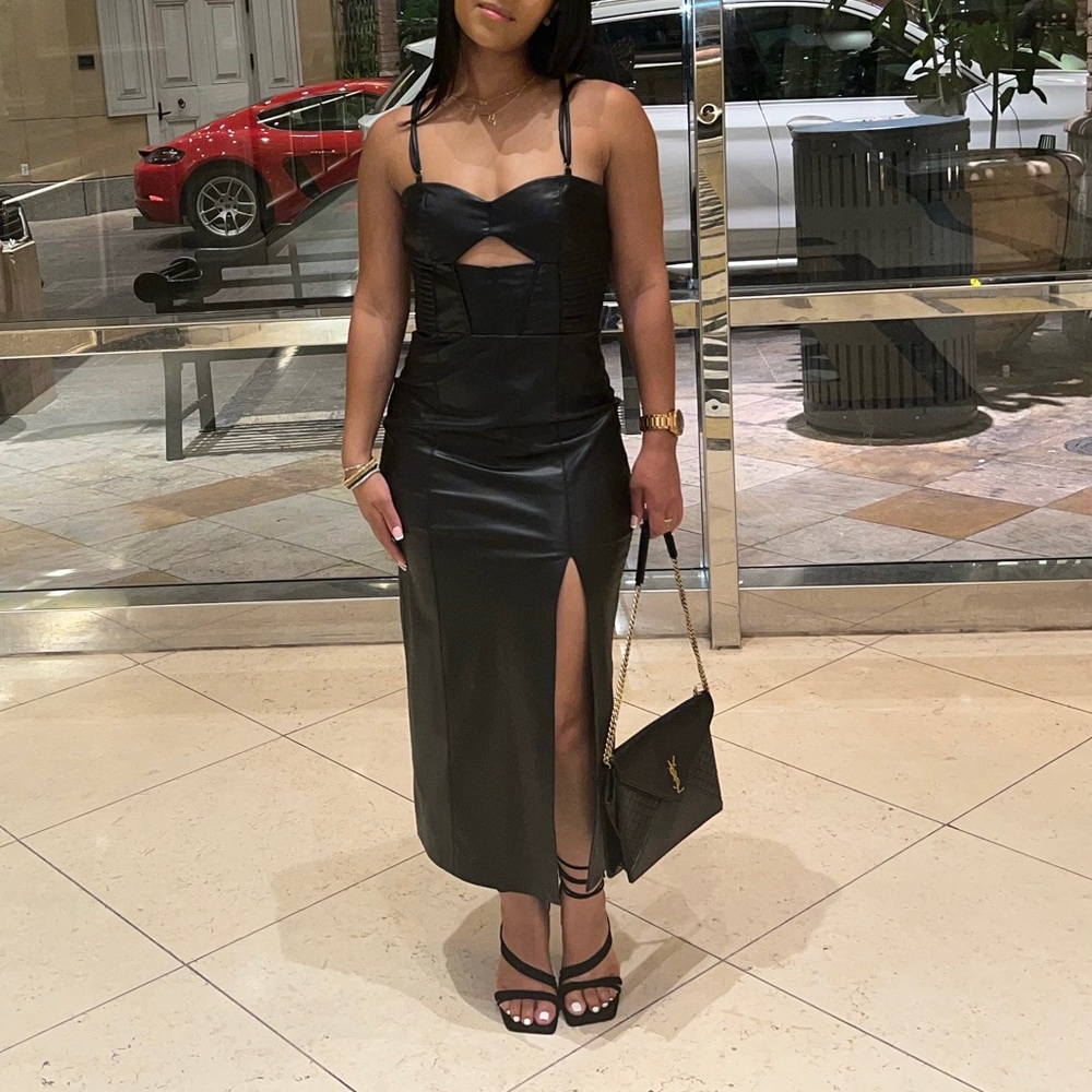Zara Faux Leather Midi Dress